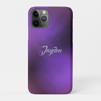 Capa Para iPhone 11 Pro Nome Personalizado Geométrico Abstrato Roxo 3D Mod
