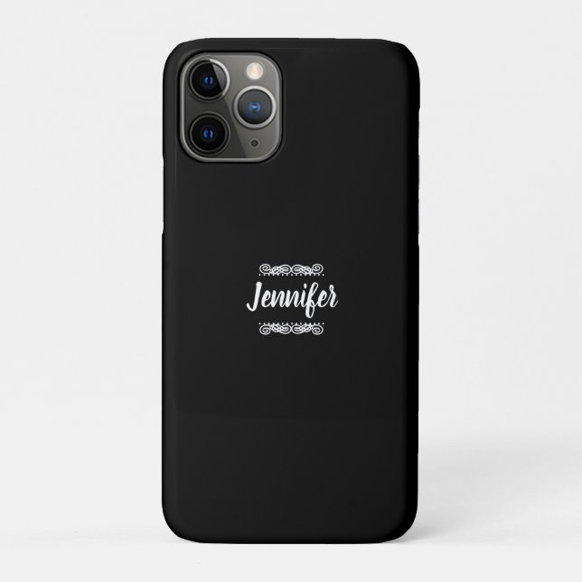 Capa Para iPhone 11 Pro Nome Personalizado Preto E Branco (Verso)