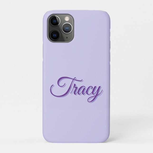 Capa Para iPhone 11 Pro Nome Tracy Garotas Em Roxo, (Verso)