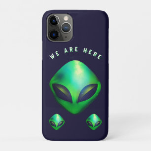 Capa Para iPhone 11 Pro "Nós Estamos Aqui" cabeça de Alien Verde