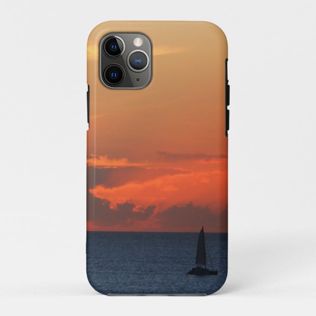 Capa Para iPhone 11 Pro Nuvens solares e paisagem marinha (Verso)