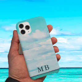 Capa Para iPhone 11 Pro Oceano Céu Monograma Viagem Aqua Azul