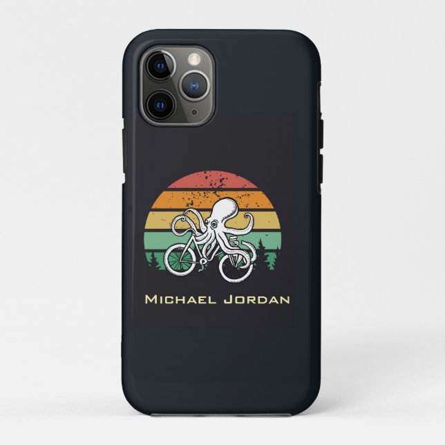 Capa Para iPhone 11 Pro Octopus Andando de bicicleta (Verso)
