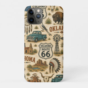 Capa Para iPhone 11 Pro Oklahoma Route 66 Colagem Western Vintage