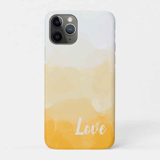 Capa Para iPhone 11 Pro Ombre Saffron e Gradiente de Amor Amarelo Solar (Verso)