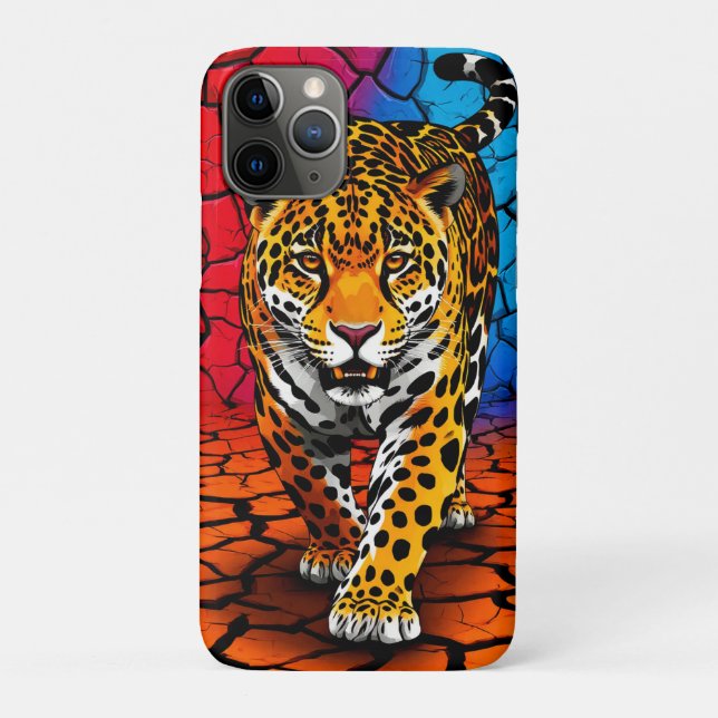 Capa Para iPhone 11 Pro 🐾 Onça Selvagem na Terra Seca Natureza Dramática (Verso)