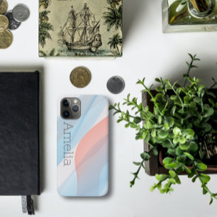 Capa Para iPhone 11 Pro Onda geométrica azul empoeirado rosa