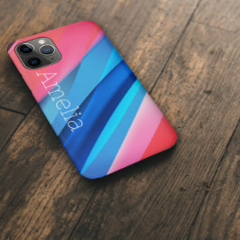 Capa Para iPhone 11 Pro Onda geométrica coral azul