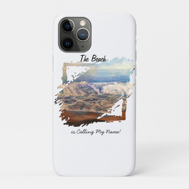 Capa Para iPhone 11 Pro Ondas de Praia Azul Personalize (Verso)