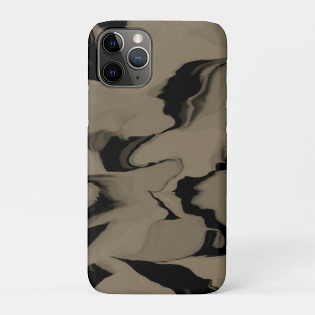 Capa Para iPhone 11 Pro Ondas de preto e marrom (Verso)