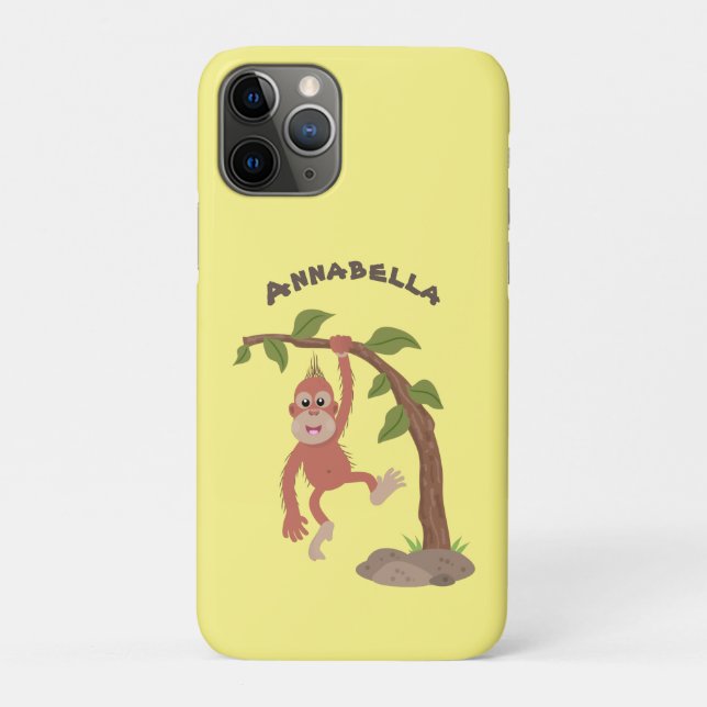 Capa Para iPhone 11 Pro Óptica de desenho animado de orangotango, um bebê  (Verso)