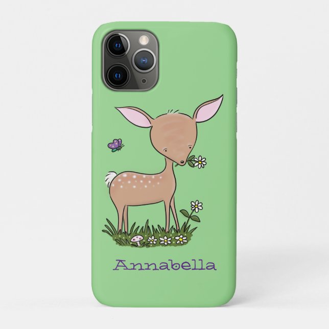 Capa Para iPhone 11 Pro Óptica de desenho animado de veado de bebê feliz (Verso)