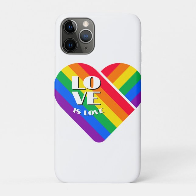 Capa Para iPhone 11 Pro Orgulho Arco-íris Coração  (Verso)