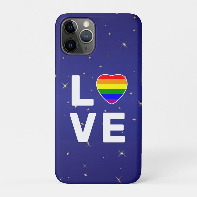 Capa Para iPhone 11 Pro Orgulho gay Love Rainbow Heart (Verso)