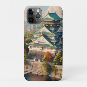 Capa Para iPhone 11 Pro Osaka Castle Japan Landscape Viagens vintage