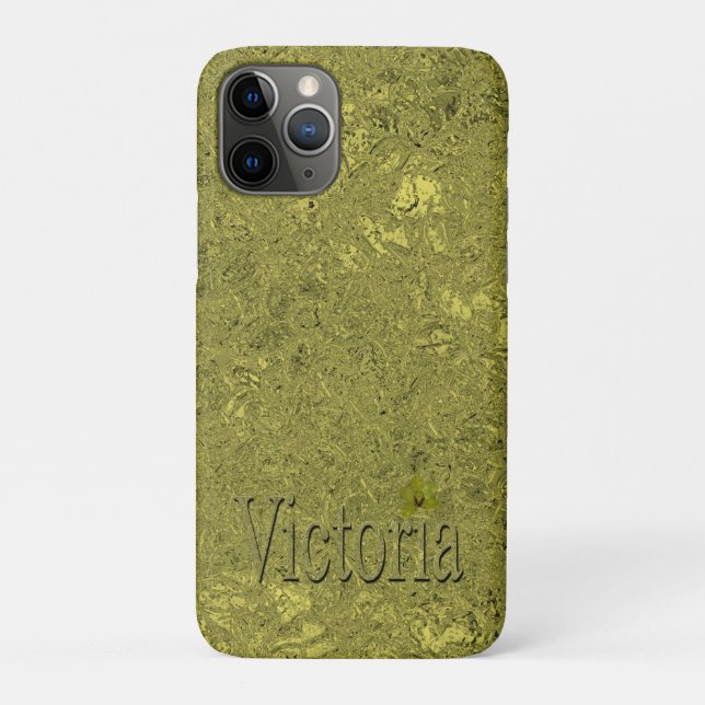 Capa Para iPhone 11 Pro Ouro Flecks Victoria Name Design, (Verso)