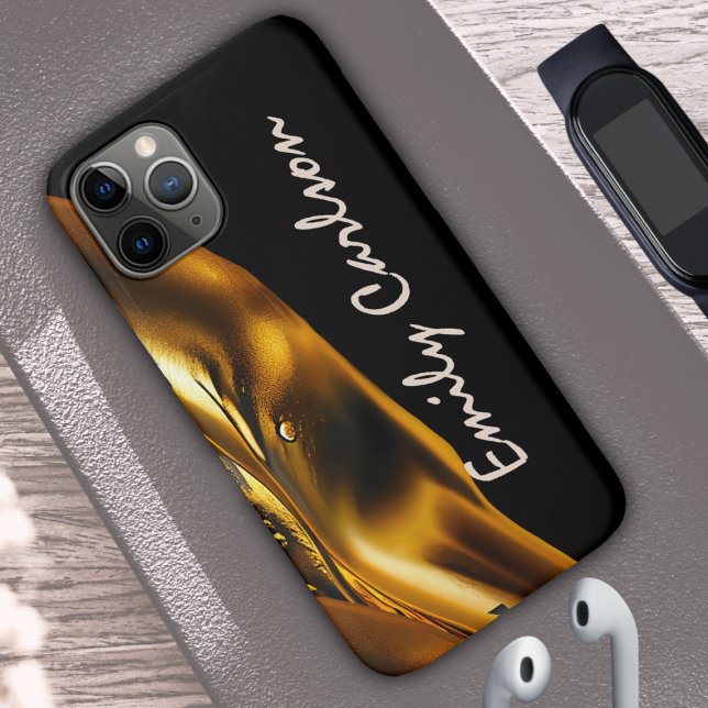 Capa Para iPhone 11 Pro Ouro líquido escura e escura elegante (Criador carregado)