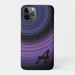 Capa Para iPhone 11 Pro Padrão Abstrato Azul Monogramado Contemporâneo