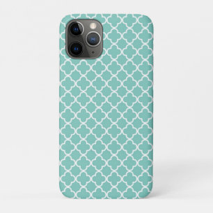Capa Para iPhone 11 Pro Padrão Aqua Mint Quatrefoil