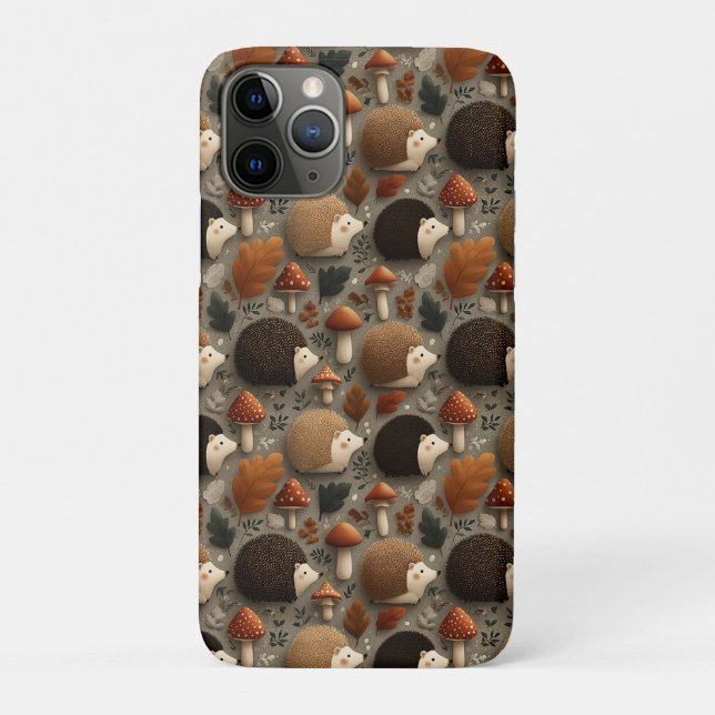 Capa Para iPhone 11 Pro Padrão Caprichoso de Outono comouriço e Cogumelo (Verso)