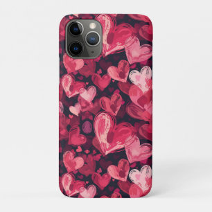 Capa Para iPhone 11 Pro padrão com corações vermelhos para Dia de os namor