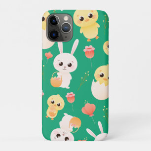 Capa Para iPhone 11 Pro Padrão contínuo de adoráveis coelhinhos e pintinho
