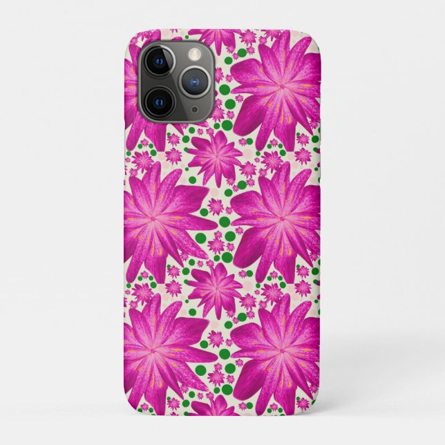 Capa Para iPhone 11 Pro Padrão contínuo floral rosa quente (Verso)