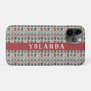 Capa Para iPhone 11 Pro Padrão de Azulejos Mahjong Personalizado