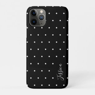 Capa Para iPhone 11 Pro Padrão de Bolinhas brancas e pretas
