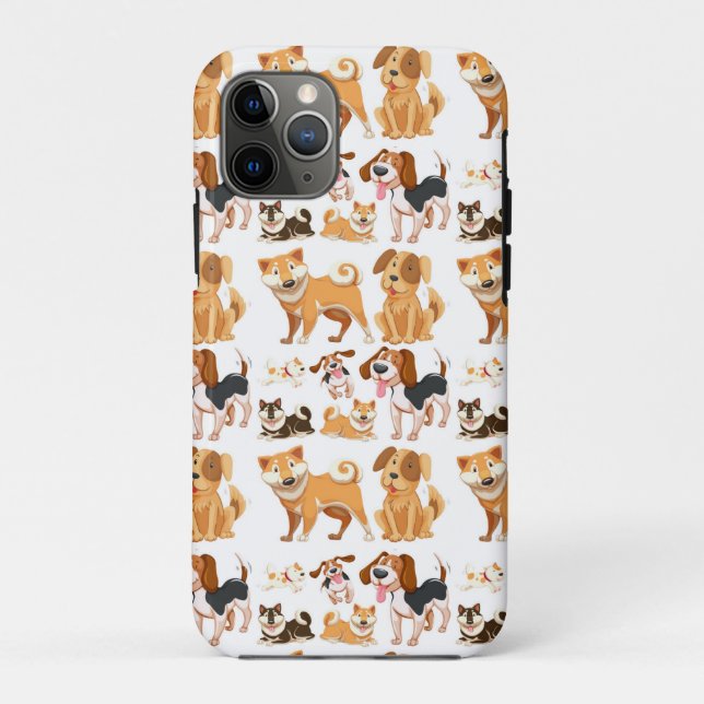 Capa Para iPhone 11 Pro Padrão de Cachorro (Verso)