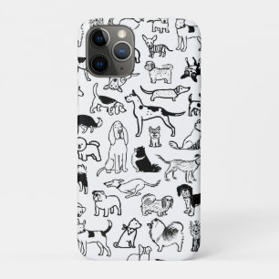 Capa Para iPhone 11 Pro Padrão de Cães Pretos e Brancos   Cute Canine Love