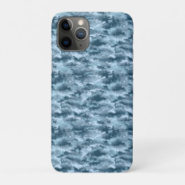Capa Para iPhone 11 Pro Padrão de camuflagem pixelada militar azul
