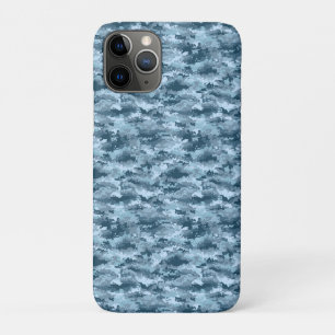 Capa Para iPhone 11 Pro Padrão de camuflagem pixelada militar azul
