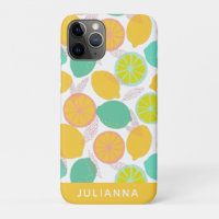 Padrão de Citros Limão no Amarelo Teal Personaliza