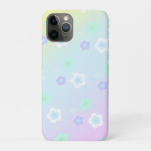 Capa Para iPhone 11 Pro Padrão de cor gradiente floral azul Flor