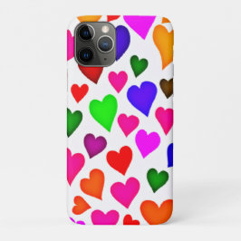 Capa Para iPhone 11 Pro Padrão de Coração Multicoloração Vibrante
