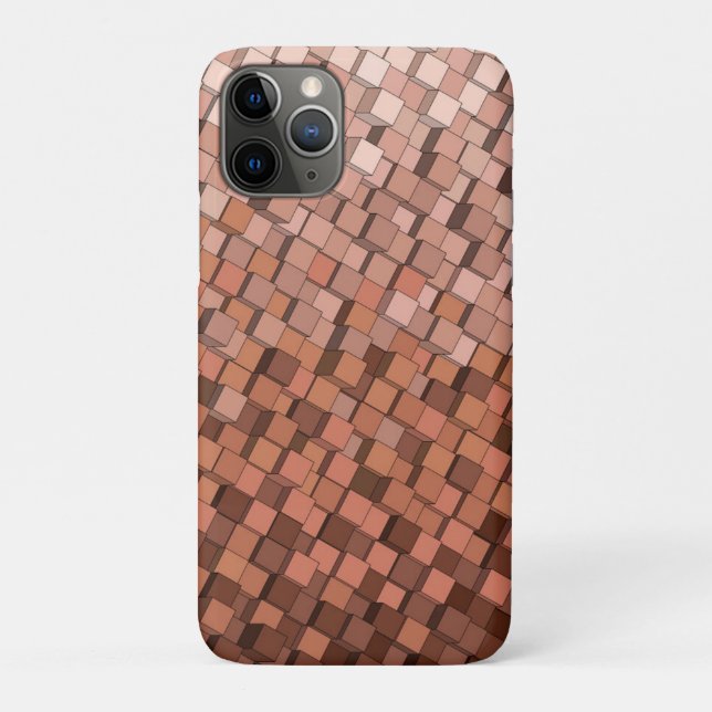 Capa Para iPhone 11 Pro Padrão de Cubo 3D Trendy Mocha Mousse (Verso)