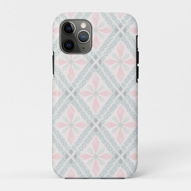 Capa Para iPhone 11 Pro Padrão de diamante pastel verde e rosa (Verso)