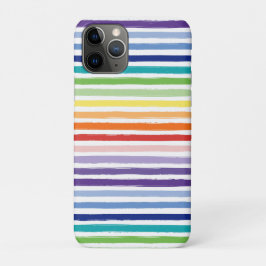 Capa Para iPhone 11 Pro Padrão de Faixa de Pincel de Aquarela Arco-íris