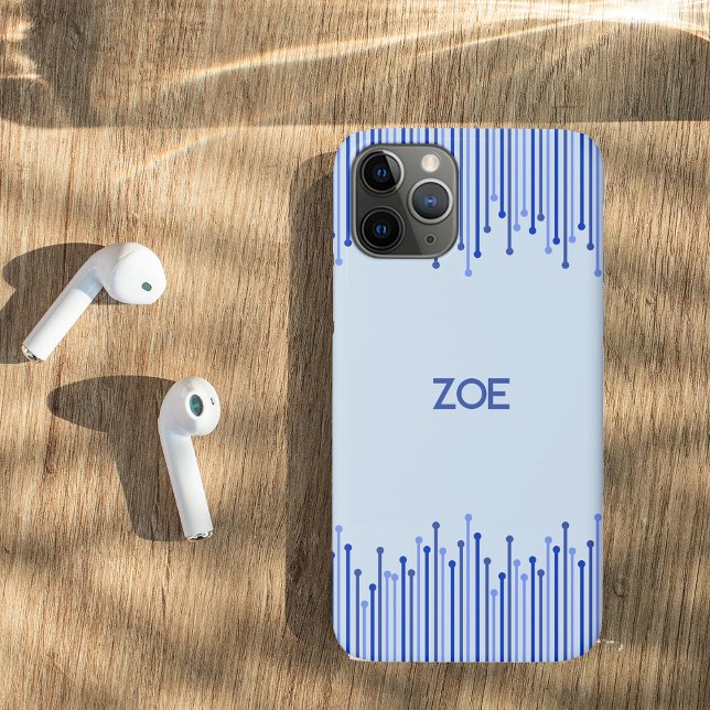 Capa Para iPhone 11 Pro Padrão de faixa moderna em azul pálido (Criador carregado)