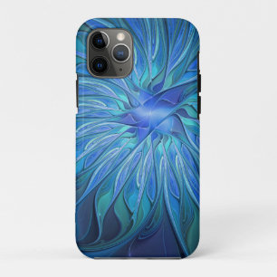 Capa Para iPhone 11 Pro Padrão de fantasia de flores azuis, arte frontal A