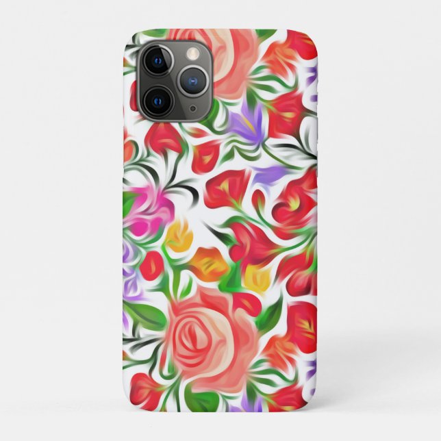 Capa Para iPhone 11 Pro padrão de flores (Verso)