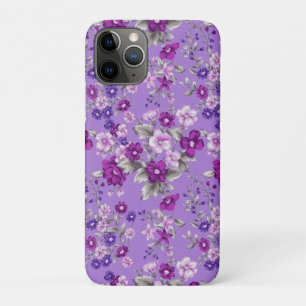 Capa Para iPhone 11 Pro Padrão de flores roxas