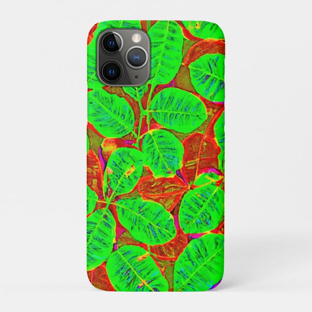 Capa Para iPhone 11 Pro Padrão de Folha Verde Lush (Verso)