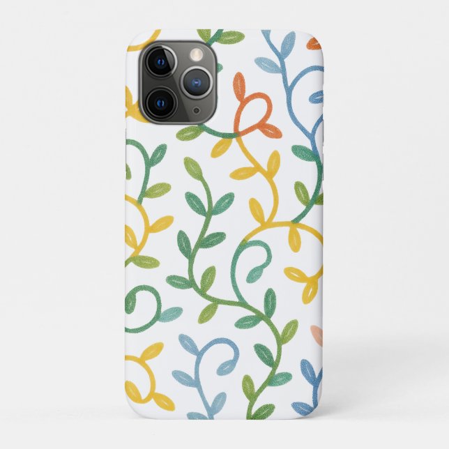 Capa Para iPhone 11 Pro padrão de folhas coloridas (Verso)