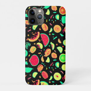 Capa Para iPhone 11 Pro Padrão de Frutas Neon Vibrante