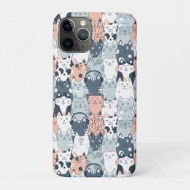 Capa Para iPhone 11 Pro Padrão de gato divertido