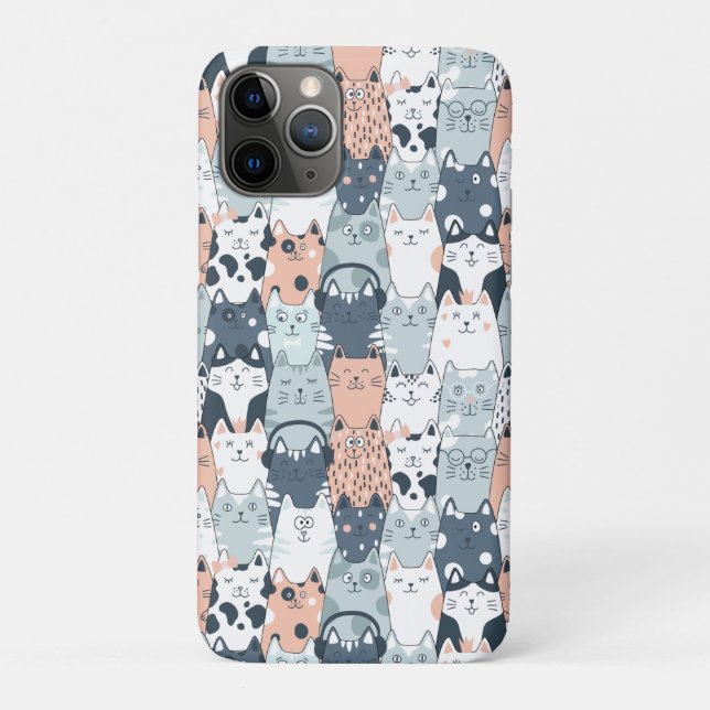 Capa Para iPhone 11 Pro Padrão de gato divertido (Verso)