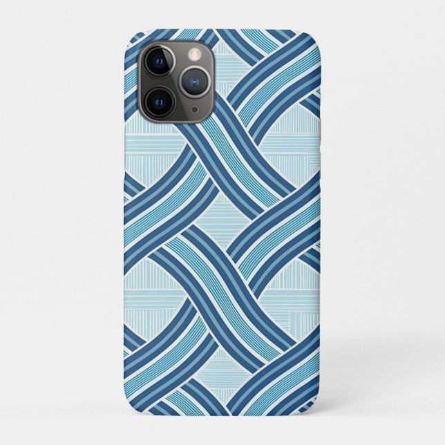 Capa Para iPhone 11 Pro Padrão de Linhas Azuis (Verso)