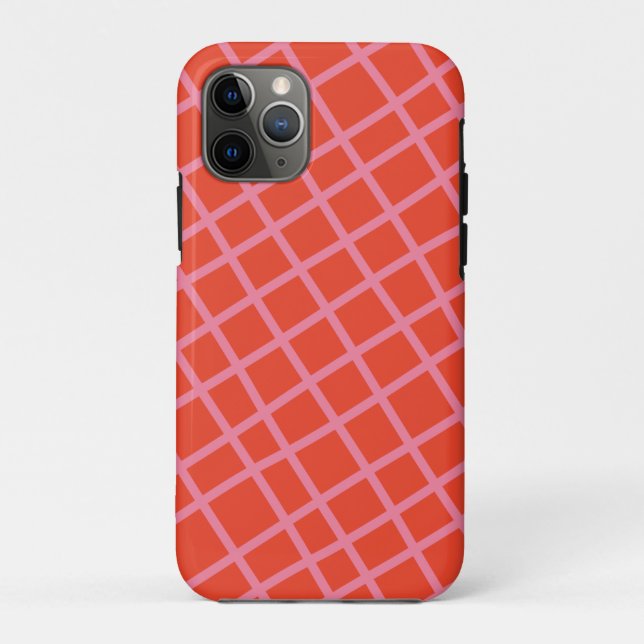 Capa Para iPhone 11 Pro Padrão de Linhas Verificadas com Abstrato Diagonal (Verso)